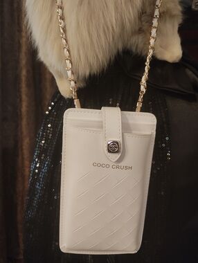 White Phone Crossbody Case with Gold Chain